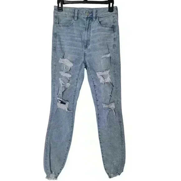 American Eagle High Rise Distressed Jeggings, Sz 6 Next Level Stretch - Picture 1 of 11